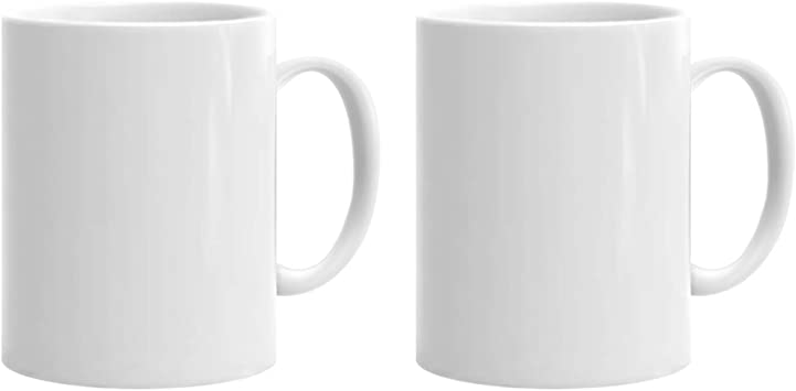 White Plain Coffee Mug Made of Ceramic - 15 oz each Coffee Mugs (Pack of 2)