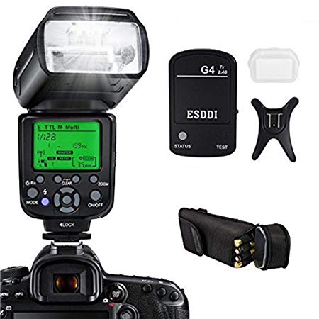 ESDDI Camera Flash for Canon, E-TTL 1/8000 HSS Wireless Flash Speedlite GN58 2.4G Wireless Radio Master Slave for Canon, Professional Flash Kit with Wireless Flash Trigger