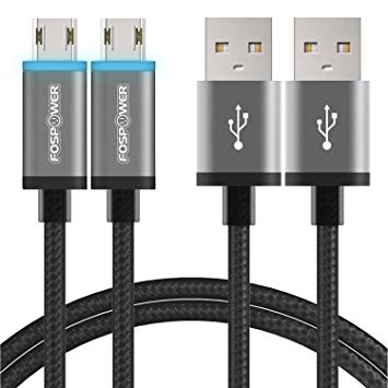 LED Micro USB Cable (3 FT - 2Pack), FosPower [Quick Charge 3.0] Reversible Micro B to Reversible USB A Cable [Extra Long] for Samsung, HTC, Motorola Moto G6 Play, Nokia, LG, PS4 / Xbox One Controller