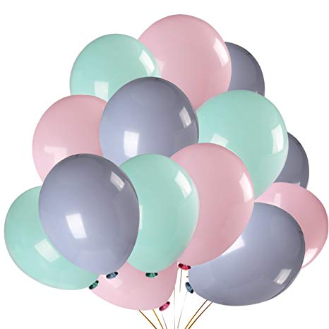 100Pcs Pastel Pink & Pastel Green & Pastel Purple Color Party Balloons,for Bachelorette Wedding Hawaii Birthday Party Decoration Supplies