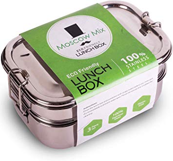 Stainless Steel Lunch Box Premium - 100% Food Grade Premium Stainless Steel Lunch Bento Tiffin Box for Kids & Adults - 3 Compartment Food Container Lunch Bento Box