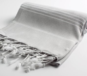 Cacala 100 Cotton Pestemal Turkish Bath Towel 37 x 70 Silver Grey