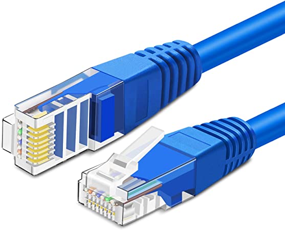 TNP Cat6 Ethernet Patch Cable (50 Feet) - Professional Gold Plated Snagless RJ45 Connector Computer Networking LAN Wire Cord Plug Premium Shielded Twisted Pair (Blue)