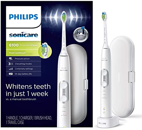 Philips Sonicare Protectiveclean 6100 Rechargeable Electric Toothbrush, Whitening, White