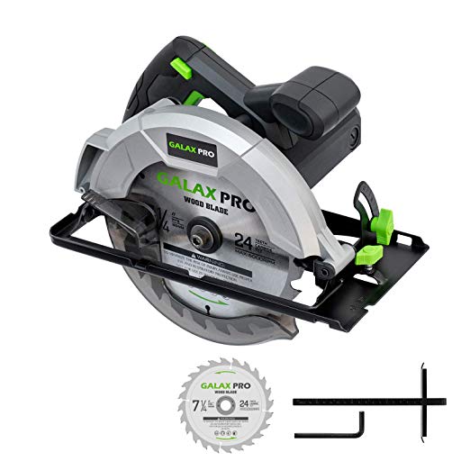 Circular Saw, GALAX PRO 10A 5800RPM Hand-Held Circular Saw Bevel Angle(0-45°) Joint Cuts with 7-1/4Inch Blade, Adjustable Cutting Depth (1-5/8"~2-1/2") for Wood and Logs Cutting-GP76331
