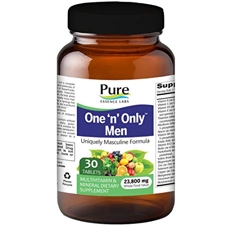 Pure Essence Labs One N Only Multivitamin for Men - Natural One a Day Herbal Supplement with Vitamin D, D3, B12, Biotin - 30 Tablets