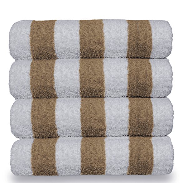 Luxury Hotel & Spa Towel 100% Cotton Pool Beach Towels - Cabana - Tan - Set of 4