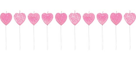 Creative Converting 101040 Pick Sets with Glitter Cake Candle, 3", Pink