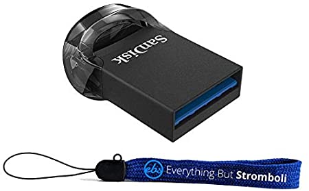 SanDisk 256GB Ultra Fit USB 3.1 Flash Drive Low Profile (SDCZ430-256G-G46) High Speed Memory Pen Drive Bundle with 1 Everything But Stromboli Lanyard