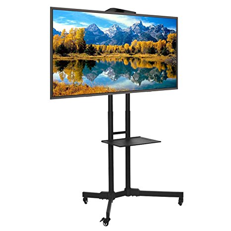 ABCCANOPY Black TV Cart Rolling Trolley Mount TV Stands w/ Wheels and Adjustable Shelf for 32-65 Inch LED LCD OLED Flat Screen, Plasma TVs TV & Monitors