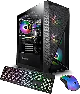 iBUYPOWER Slate 6 Mesh Gaming PC Computer Desktop, 13th Gen Intel i5-13600KF, NVIDIA GeForce RTX 4060, 16GB DDR5 RAM, 1TB NVMe SSD, Liquid Cooled, RGB Keyboard and Mouse, Windows 11 Home, black