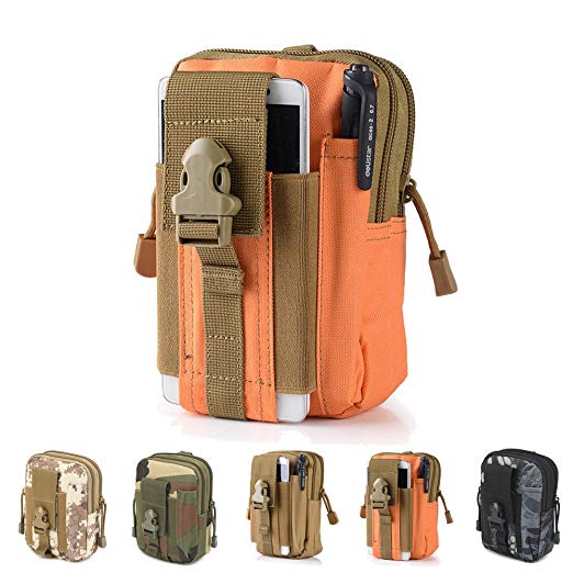 Tactical Waist Bag, SYIDINZN Universal Outdoor EDC Military Holster Waist Wallet Pouch Phone Case Gadget Pocket for iPhone X 8 7 6 6s Plus Samsung Galaxy S8 S7 S6 S5 S4 S3 Note 8 5 4 3 2 LG G (Orange)