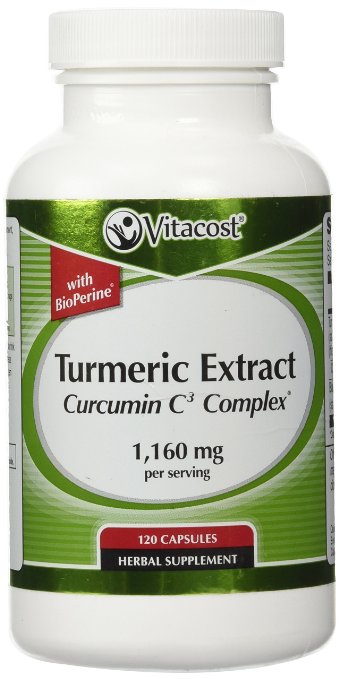 Vitacost Turmeric Extract Curcumin C3 Complex with Bioperine -- 1160 mg per serving - 120 Capsules