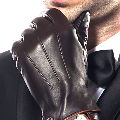 ELMA Men's Touchscreen Texting Winter Nappa leather Gloves lined for Iphone Ipad Smart Phone
