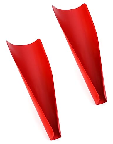 QWORK Flexible Draining Oil Funnel, Reusable Foldable Oil Free Guide Tool Draining Funnel for Trucks, Motorcycles, Automobiles, 14.57x6.7Inch, 2 Pack (Red)