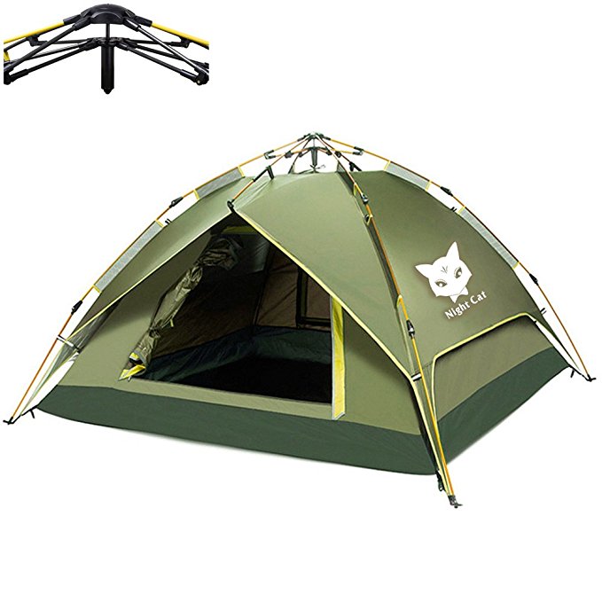 Camping Tent 2 3 4 Person Easy Instant Pop up Tent Backpacking Automatic Hydraulic Double Layer