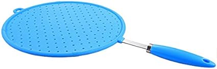 Decacy Grease Splatter Screen for Frying Pan,Silicone Colorful Splatter Screen Grease Oil Guard Shield Fry Protectors with Non-Slip Handle(Green/Blue)