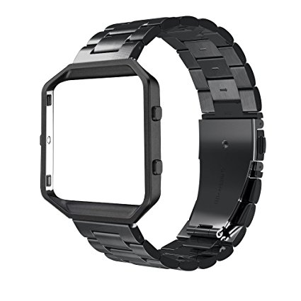 For Fitbit Blaze Band, Simpeak Fit bit Blaze Band with Metal Frame Replacement Stainless Steel Strap Wrist Band for Fitbit Blaze, Black