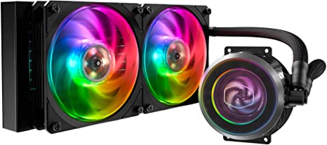 Cooler Master Masterliquid ML240P Mirage CPU Water Cooler with 2X 120mm ARGB Fans, 240 x 120mm Radiator, PWM Pump, MasterGel Pro Thermal Compound and ARGB Controller Included