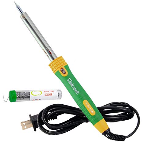 Delcast JY60-A Pencil Tip 60 Watt Soldering Iron with 0.6mm Rosin Core 63/37 Tin Lead Solder Wire, 110V (12.5g / 0.45oz Tube)