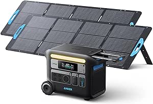 Anker SOLIX F2000 Solar Generator, 2048Wh Portable Power Station with LiFePO4 Batteries and 2× 200W Solar Panel, GaNPrime Technology, 4 AC Outlets Up to 2400W for Home, Power Outages, Camping, and RVs