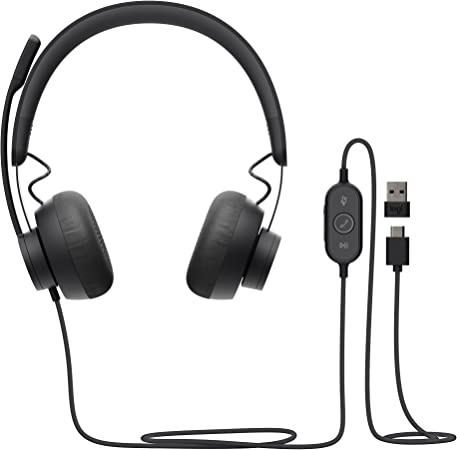 Logitech Zone 750 Wired On-Ear Headset with Advanced Noise-canceling Microphone, Simple USB-C and Included USB-A Adapter, Plug-and-Play Compatibility for All Devices