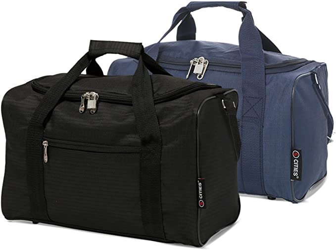 5 Cities 40x20x25 Ryanair Maximum Sized 2020 Under Seat Cabin Holdall Travel Flight Bag – Take The Max on Board! (Black   Navy)