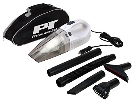 Performance Tool W50012 Portable Lightweight 12-Volt Vacuum Cleaner With Attachments