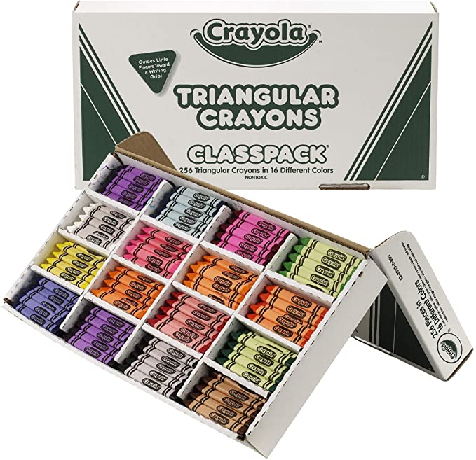 Crayola Triangular Crayon Classpack, 16 Assorted Colors, 256 Count