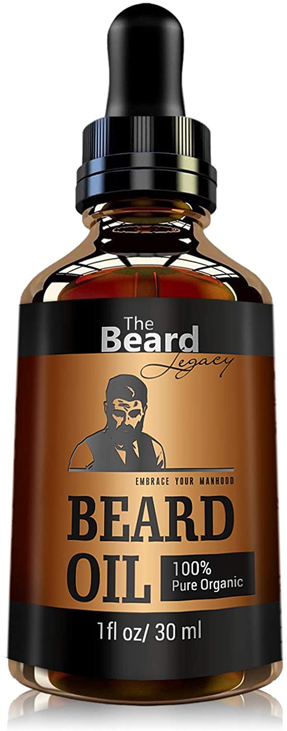 THE BEARD LEGACY Beard Oil Conditioner - All Natural Unscented Organic Argan & Jojoba Oils – Softens, Smooths & Strengthens Beard Growth – Grooming Beard and Mustache Maintenance Husband/Brother Gift.