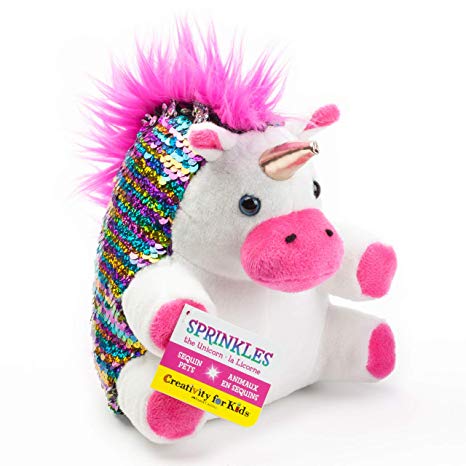 Creativity for Kids Mini Sequin Pets, Sprinkles The Unicorn Plush Toy - Weighted Sensory Toys for Kids