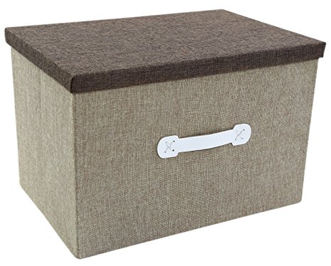 Natural Jute Portable Storage Box - Archival Craft Closet Bedroom Organization - Closet Box - 18 x 12 x 12 inches - Shades May Vary