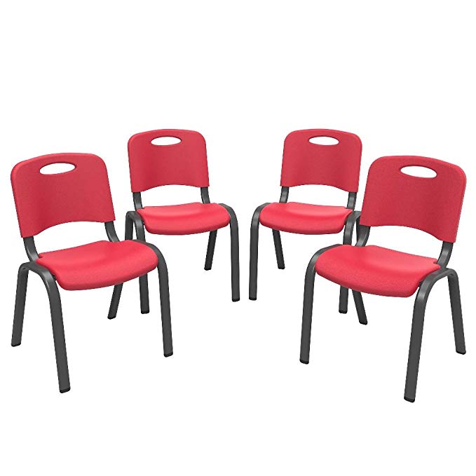 Lifetime Kids Stacking Chair, Fire Red - Pack of 4