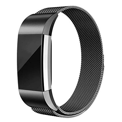 for Fitbit Charge 2 Band -Erencook Stainless Steel Magnet Metal Replacement Bracelet Strap for Women Men