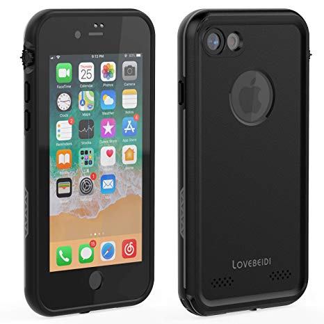 LOVE BEIDI iPhone 8 7 Waterproof Case Cover Built-in Screen Protector Fully Sealed Life Shockproof Snowproof Underwater Protective Cases for iPhone 8 7-4.7" (Black/Gray)