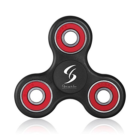 Fidget Spinner Toy Stress Reducer Hand Tri-Spinner Fidget Perfect For ADD, ADHD, Anxiety, and Autism Adult Children(Black And Red)