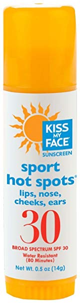 Kiss My Face Hot Spots Sunscreen Stick, SPF 30 Sunblock, 0.5 oz Stick