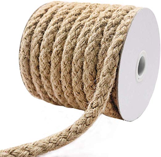Tenn Well Braided Jute Rope, 25 Feet 11mm Thick Jute Cord for Crafting, Cat Scratching, Gardening, Bundling and Macrame Projects