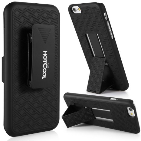 HOTCOOL iPhone 6 Case - Slim Hard Shell Holster Combo With Kickstand and Belt Clip 2014ah Case For Apple iPhone 6 With 47 Inch Smartphone Black