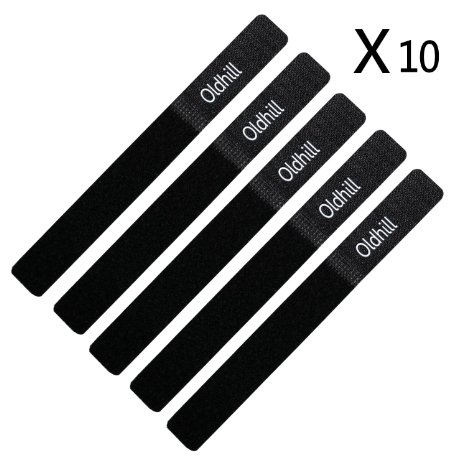 50 Pack Oldhill Hook and Loop Velcro Fastening Straps Cable Ties - Black