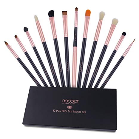 Docolor Eyeshadow Brushes 12Pcs Eye Blending Brush Set for Eyeliner Eyebrow Eye shadow Powder Cream Makeup Eye Cosmetic Make Up Tool