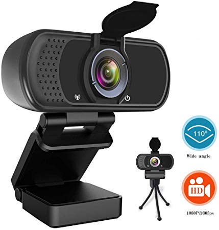 HD Webcam 1080P, USB Desktop Laptop Camera with110-Degree View Angle, Digital Web Camera with Stereo Microphone, Stream Webcam for Video Calling and Recording