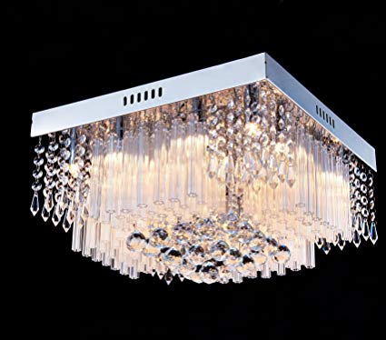 Saint Mossi® Crystal Rain Drop Chandelier Modern & Contemporary Ceiling Pendant Light 12*G9 Bulbs Required H10 X W16 X L16