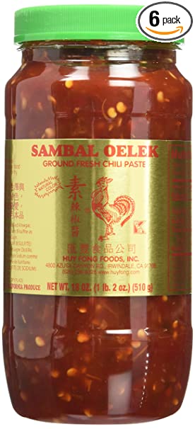 Huy Fong, Sambal Oelek Chili Paste, 18-Ounce Bottles (Pack of 6)