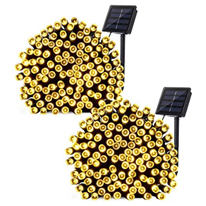 Qedertek 2 Pack Solar String Lights, 72ft 200 LED Solar Fairy Lights Decorative Lighting for Wedding, Garden, Home, Patio, Porch, Lawn, Party and Holiday Decorations (Warm White)