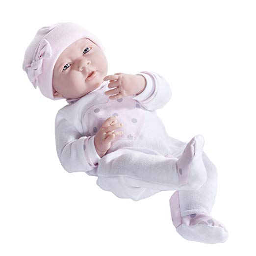 JC Toys La Newborn in Pink Heart Pajamas. Realistic 15" Anatomically Correct “Real Girl” Baby Doll - All Vinyl Designed by Berenguer Boutique - Made in Spain