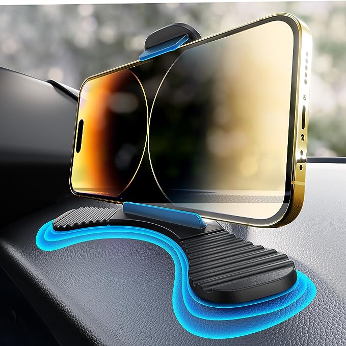 LISEN Dashboard Phone Holder for Car, Dashboard Mount [Fits Curved Surface] Universal Phone Holder Car Dash Mount Compatible with iPhone, Samsung, Android, Popsocket, GPS Devices, All Phones