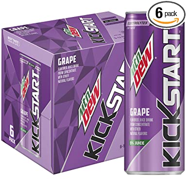 Mountain Dew Kickstart, Midnight Grape, 12 Ounce (Pack of 6)