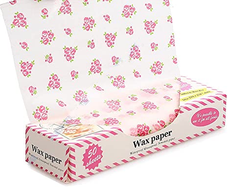 Wax Paper ,Food Picnic Paper,50 sheets Grease Proof Paper ,Waterproof Dry Hamburger Paper Liners Wrapping Tissue for Plastic Food Basket By Meleg Otthon(floral pattern)