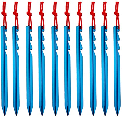 OMUKY Tent Stakes Aluminum Reflective Tent Pegs Light Weight Y-Shaped Nail 5.1" Anti-Rust & Durable Outdoor Nail Camping Accessories 10pcs